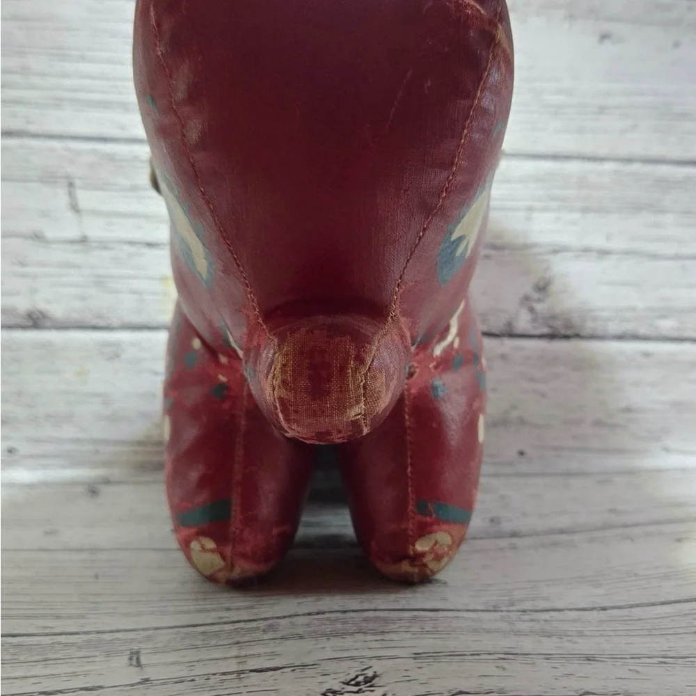 Antique Toy Elephant Fancy Painted Oil Cloth Stuffed Circus Animal. 1940’s